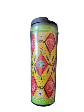 Starbucks Yellow Floral Travel Tumbler - Reusable Coffee Cup